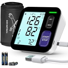 Blood Pressure Machine Upper Arm, Medium/Large BP Cuff Fit Arms from Medium 9"-17", Accurate Automatic Digital BP Monitor Home Use, Large Backlit LCD, 2-User Mode, 4 AAA Alkaline Batteries Included