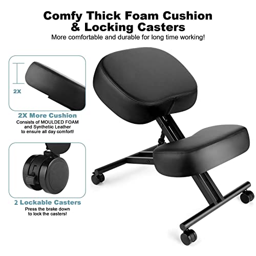 Image of Ergonomic Kneeling Chair, Height Adjustable Office Chair with an Angled Seat and Casters for Home, Meditation Chair