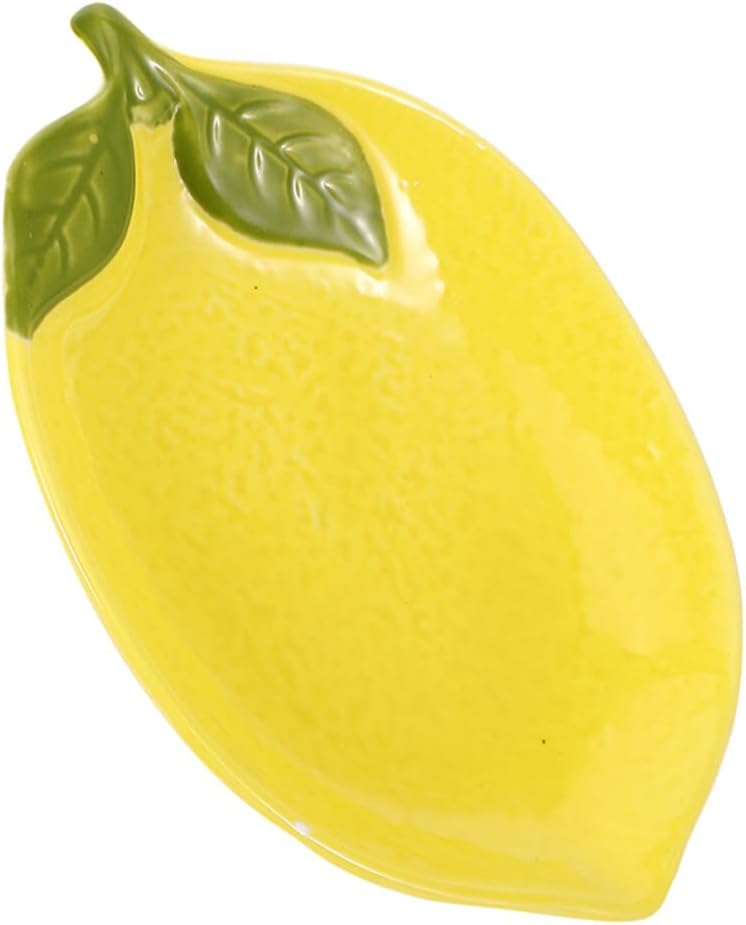 MAGICLULU Lemon Ceramic Appetizer Plate Dessert Plate Snack Fruit Serving Dish Shaped Dish for Kitchen Dining Home Restaurant Bar Ktv 5.90 X 4.13 X 0.78 in