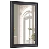 CULER Black Wood Wall Mirror for Bathroom,Rectangle Rustic 24 x 36 inch Hanging VanityMirrors with Wooden Frame for Living Room,Bedroom,Entryway