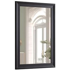 CULER Black Wood Wall Mirror for Bathroom,Rectangle Rustic 24 x 36 inch Hanging VanityMirrors with Wooden Frame for Living Room,Bedroom,Entryway