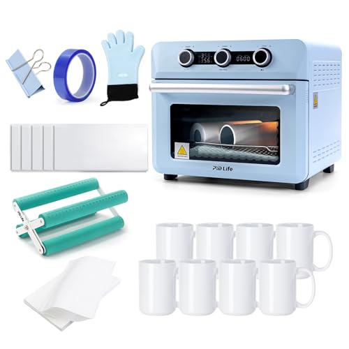 Image of PYD Life 25 L Sublimation Oven Sublimation Starter Benginers Kit Bundle with 15 OZ Sublimation Mugs,Tumbler Cradle,Shrink Wrap Films