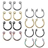 HEALEEP Anillos para Piercing Nariz Acero Inoxidable 4 Mm, 16 Piezas C Tipo Titanio, Joyas para Oreja y Cuerpo, Accesorios para Piercing Corporal Mujer y Hombre