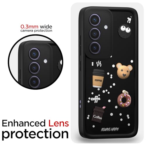 Image of Pikkme Back Cover for Samsung Galaxy S24 5G | Cute Fun Cartoon 3D Bear Silicone Full Body Protection Bumper Cover (Black) | Cute