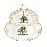 Spode Christmas Tree 2-Tier Cake Stand, Gold