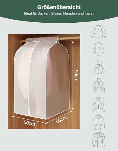PEIFENG TUNAN Transparente Kleidertasche, staubdichte Abdeckung, mottensichere Schienenabdeckung, Aufbewahrung, Manteltasche mit Reißverschluss, PEVA (Transluzent, 90 * 60 * 50)