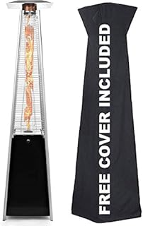Avenlur Outdoor Patio Propane Space Heater - 48,000 Btu Pyramid Propane Heater, Outdoor Heater, Portable Heater, Patio Heater Propane, W/ Wheels, Protective Cover (Black)