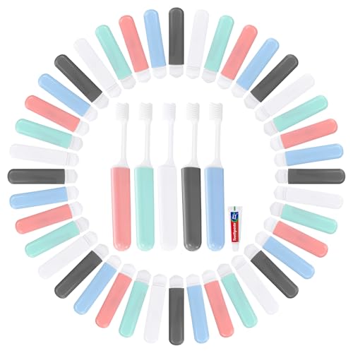 Kit de viaje de cepillo y pasta de dientes plegable individual en 5 colores 100 unidades