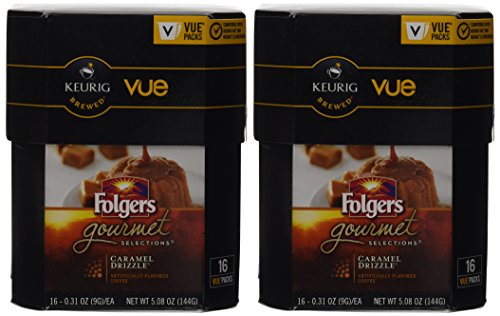 32 Count - Folgers Gourmet Selections Caramel Drizzle Coffee Vue Cup For Keurig Vue Brewers