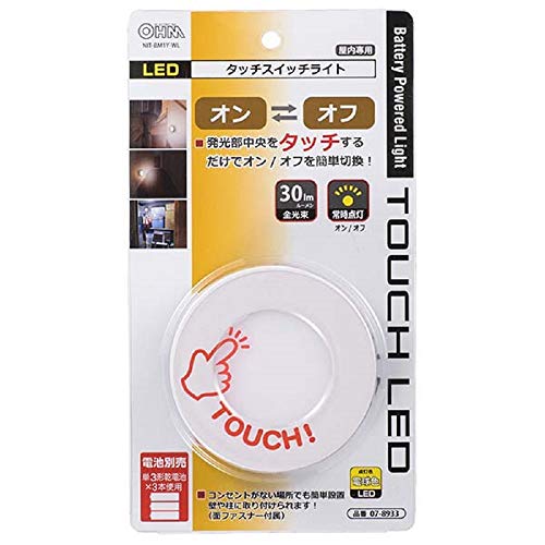 OHM LEDタッチスイッチライト NIT-BM1Y-WL 電球色