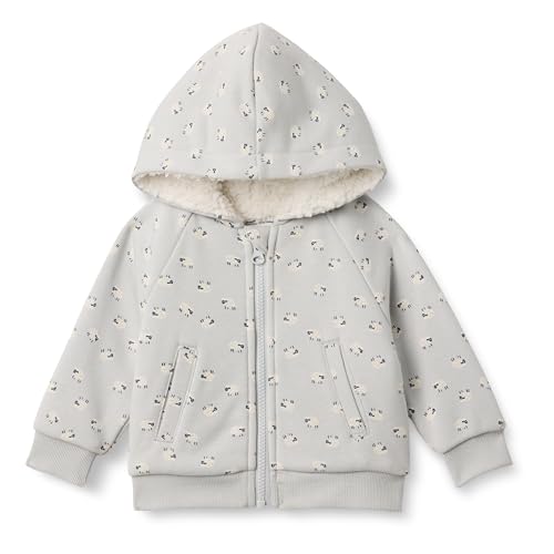 Amazon Essentials x Sofia Grainge Unisex Babies' Zip Hoodie Sweatshirt, Dove Grey Sheep, 0-3 Months by Amazon Essentials - Used condition - US$7.92