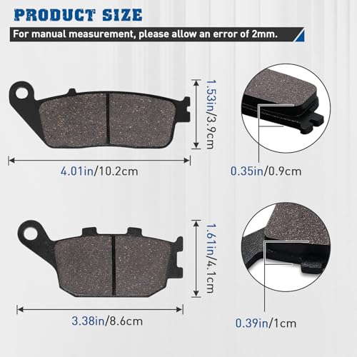 SOLLON Front and Rear Brake Pads for Kawasaki 650 Z650 ER 650 2017-2020 Z750 ZR 750 2007-2011 KLE650 Versys 650 2016-2020 for Honda 600 CB600F Hornet 1998-2006 CB600 Hornet S 2000-2004 CB750 1992-2002 by SOLLON - Used condition - Image 2