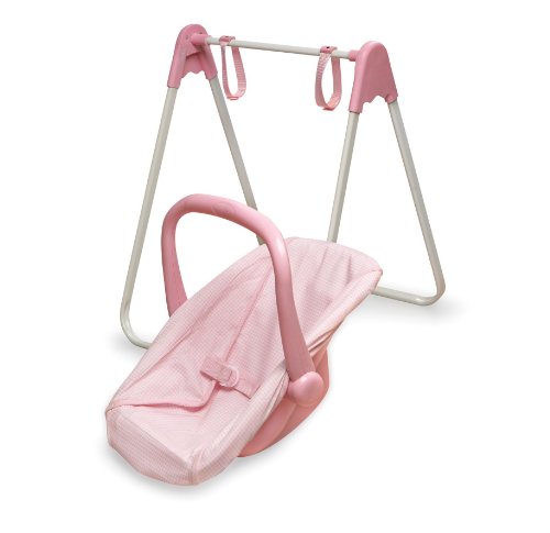 Badger Basket Toy Doll 2-In-1 Pretend Swing And Portable Carrier Seat For 18 Inch Dolls - Pink/Gingham #TOP7