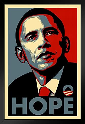 Barack Obama Hope Political Campaign Art Black Wood Framed Art Poster 14x20