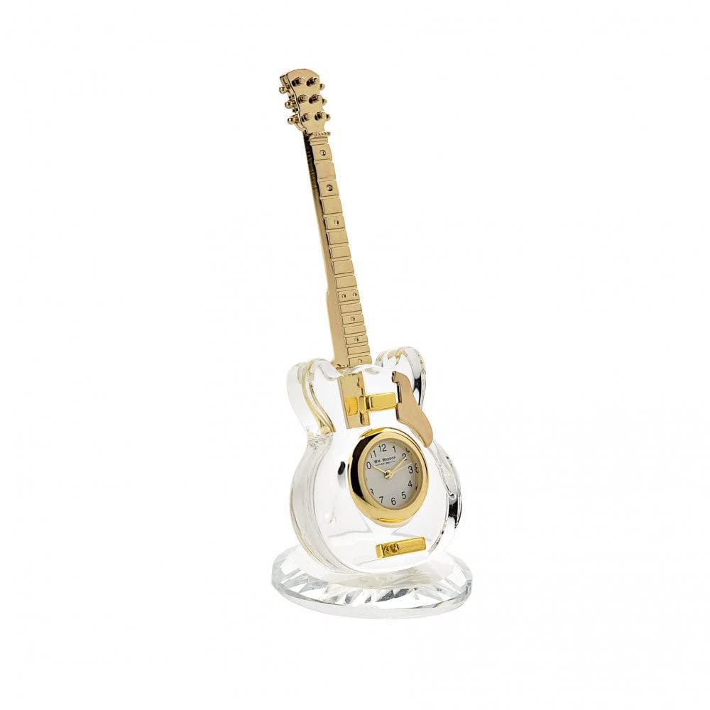 William Widdop Miniature Crystal Guitar Mantel Clock