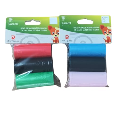 Kit 6 Rolos Pacotes Saquinhos Pet Cata Caca Com Total de 90 Refil Pega Coco Para Cães e Gatos - Muit