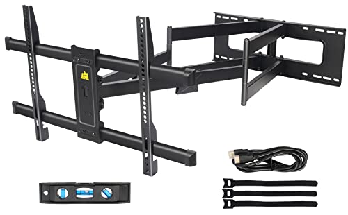 FORGING MOUNT テレビ壁掛け金具 50-90型対応 中大型壁掛け金具 耐荷重75kg 105.5CM超ロングアーム 90°回転 フルモーション式 前後＆左右&上下多角度調節 VESA600x400mmまで 24"の木間柱に対応 水平器、ケーブルカバー付きの商品画像（Amazon）