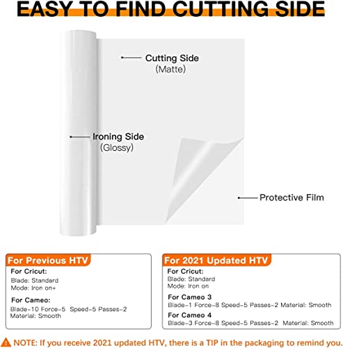 Htvront HTVRONT-20FT Heat Transfer Vinyl White Htv Rolls - 12 Inch X 20Ft White Iron On Vinyl For All Cutter Machine, White Htv Vinyl For Shirts thumb #3