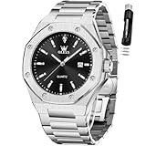 OLEVS Mens Black Watches Luxury Dress Casual Big Face Stainless Steel Watches Waterproof Luminous Business Simple Men Wrist Watch