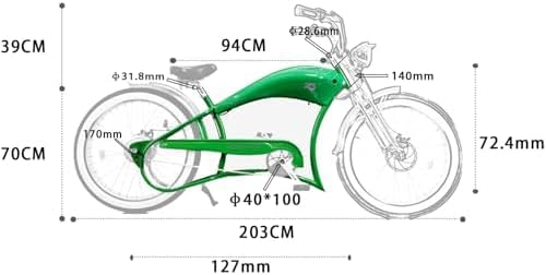 Tracer Twenty5 26" Stretch Cruiser E-Bike Steel Frame with Chain Guard, Compatible with 26" x3.0/4.0 Tires，Multi Color