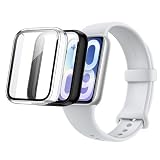 Fitudoos [2 Pezzi Cover per Xiaomi Smart Band 10 Pro,custodia rigida in PC con pellicola protettiva in vetro temperato,Anti-Caduta Alta Sensibilità - nero-Trasparente