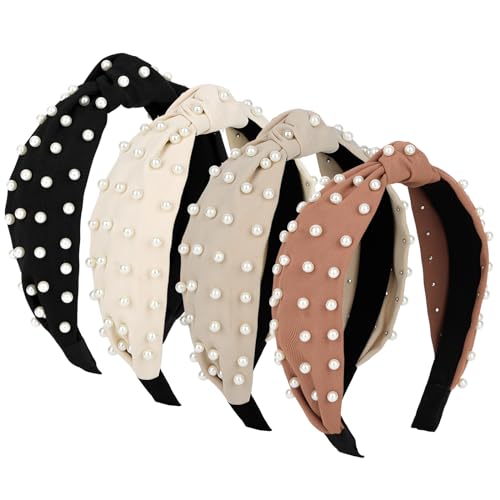 Jaciya Headbands for Women Pearl Knotted Headband for Women Turban Hairband
