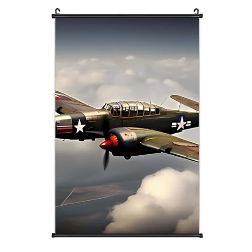 Poster sur toile avion de la Seconde Guerre mondiale facile à accrocher sans outil