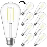SHINESTAR Dimmable Edison Bulbs, 6W, Equivalent 60W, Bright Daylight White 4000K, Vintage ST58 Antique LED Filament Bulbs, E26 Medium Base, 80+ CRI, Clear Glass, 8 Pack