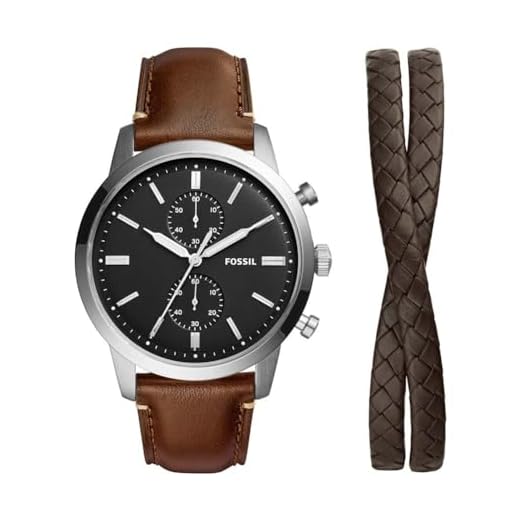 Fossil Reloj para hombre Townsman, movimiento de cuarzo, caja de acero inoxidable marrón de 44mm con correa de piel Pro-Planet, FS5967SET