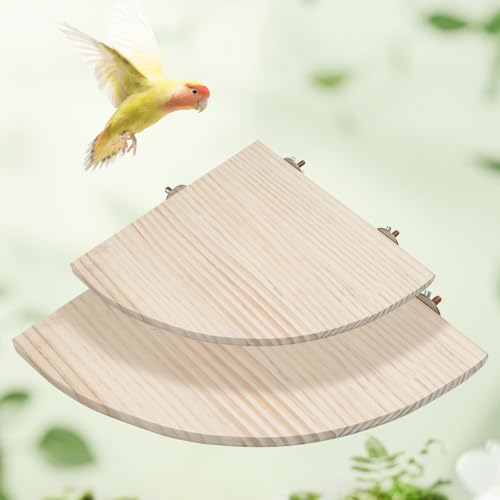 Image of Bird Perch Stand Platform, 11.8 x 11.8 Inch Natural Wooden Small Animals Cage Shelf, Cage Accessories for Parrots Parakeets Cockatiels Rats Hamster Guinea Pig Conure Chinchillas