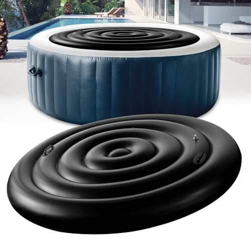 4.7 Ft Inflatable Hot Tub Cover Round Energy Saving Spa Lid Enclosure with Quick and Easy Inflation and Deflation Valve Windproof Rain Insulated Lid Retain Heat and Protect Hot Tub