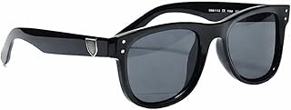 VALWICK Sunglasses for Men and Women, Black Frame with Grey Lenses, Shield Design with Metal Accent