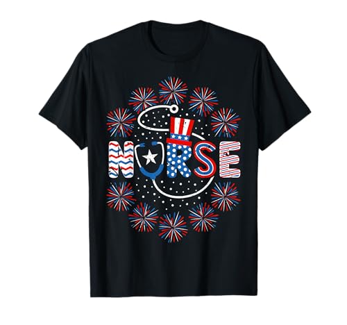 4th of July Nurse American Flag Nursing Patriotic Nurse T-Shirt