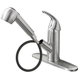 UFAUCET Pull Out Kitchen Faucet with Sprayer, Low Profile Stainless Steel Single Handle Brushed Nickel Utility...