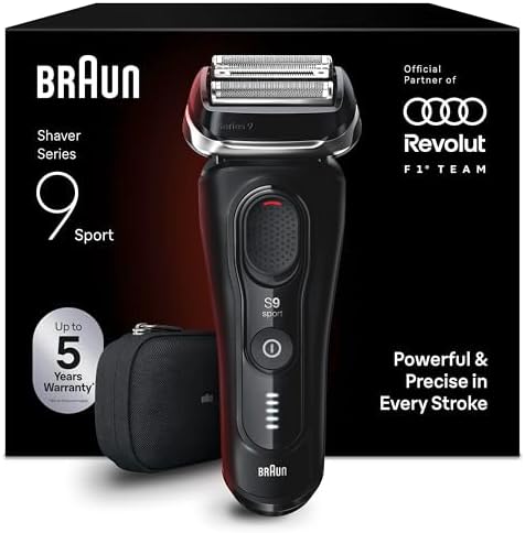 Braun Rasierer Herren Elektrisch Series 9 Sport, 9110si, Schwarz | Elektrorasierer mit 4+1 Präzisionskopf, Barttrimmer mit 60 Min. Akku, Wasserdicht, Inkl. Reiseetui Und Ladestände