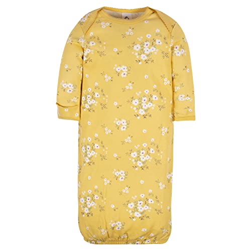 Image of Gerber Baby Girls 4-Pack Sleeper Gown - Soft Cotton Newborn Nightgowns, Elastic Hem Sleepwear Set for Infant Girls