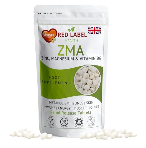 ZMA Supplements for Men & Women, Pack of 180 Tablets (6 Months Supply), High Strength Sleep Aid & Muscle Recovery, Zinc Magnesium and Vitamin B6 ZMA Tablets for Better Sleep, UK