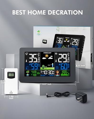 Weather Station Wireless Indoor Outdoor, Digital Thermometer with Remote Sensor, HD Home Weather Stations with Temperature Humidity, Weather Forecast, Atomic Clock, Barometric Pressure - Image 7