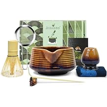 Artcome Matcha Tea Set Japanese Matcha Kit with Bamboo Whisk, Pouring Spout Bowl, Scoop, Sifter, Holder & Manual Ceramic & Bamboo Traditional Tea Ceremony Tools