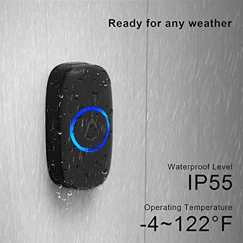 Secrui Wireless Doorbell, Waterproof Mini Doorbell 1,000Ft Range Loud Enough With 5 Volume Levels And Mute Mode Door Chimes & Colorful Led Flashing - Black #TOP4
