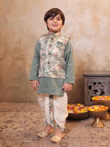 Image of AJ DEZINES Kids Ethnic Wear Kurta Waistcoat and Dhoti Pant for Boys