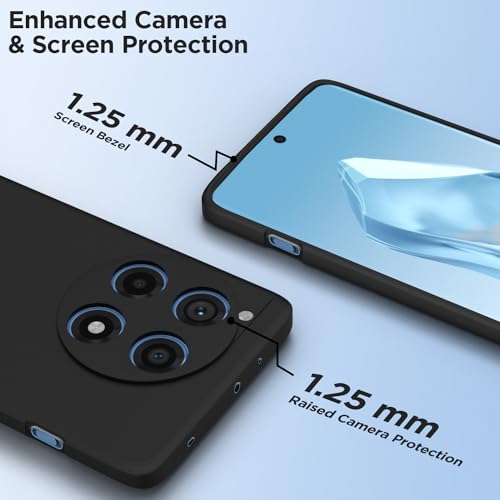 Image of Outlouders Back Cover for OnePlus 12R 5G | Camera Protection | Durable Soft Matte Silicone Bumper Case (Black)