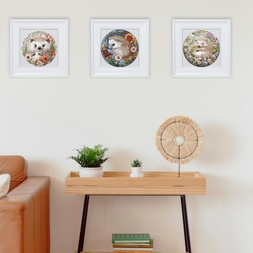 Image of FONNUY Embroidery Kit for Beginners, Cute Hedgehog Stamped Embroidery Patterns Kits for Adults with Hoop, Easy to Follow Sewing Thread Needlework, 8'' Hoop (Adorably Spiky)