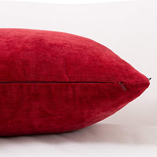 Hwy 50 Red Decorative Throw Pillow Covers 20X20 Inch For Couch Sofa Living Room, Chenille Soft Comfy Solid Square Throw Pillows Cases Set Cushions Cover Pack Of 2 #TOP4