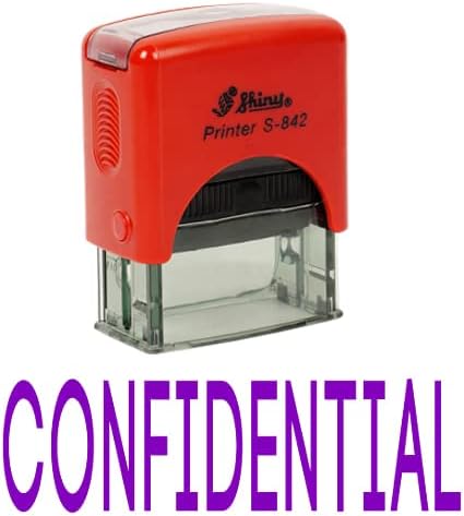 Printtoo Confidential Self Inking Rubber Stamp Office Stationary Custom Shiny Stamp, Violet Ink