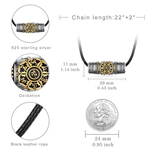 Buddhist Necklace 925 Sterling Silver Om Mani Padme Hum Buddhist Necklace for Men4