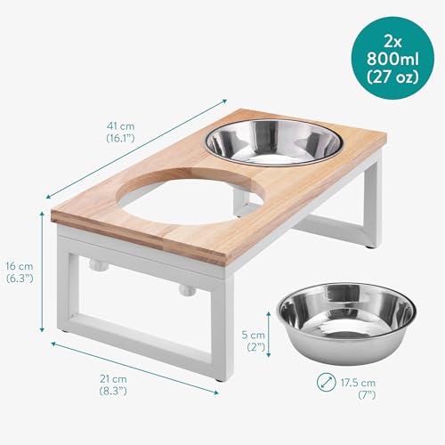 Navaris Futterstation Hund erhöht - 800 ml - Hundenapf Napfset Metall - Hundenapf erhöht für Wasser und Futter - Mikrowellen- und Spülmaschinenfest - Faltbar