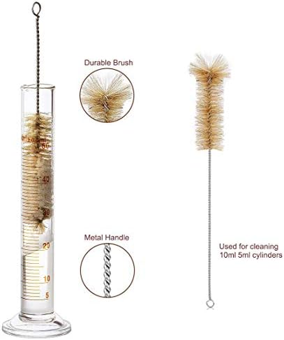 Glass Measuring Set, JESSTOLO 50ml Glass Erlenmeyer Flask, 50ml Glass Beaker, 10ml / 5ml Graduated Cylinder, with 3 Glass Dropper, 2 Cleaning Brush and 2 Glass Stirring Rod for Laboratory Chemistry