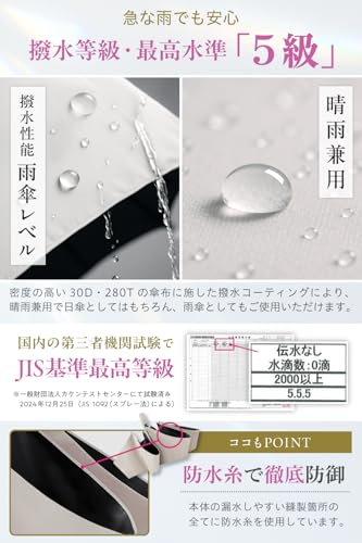 晴雨兼用 UVカット率100% 完全遮光 日傘 - 画像 4
