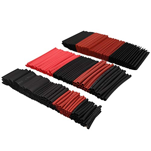 Koowin 300 Pcs 3:1 Ratio Heat Shrink Tubing Kit, 5 Sizes (Diameter): 1/8, 1/4, 3/16, 3/8, 1/2 Inch, Electric Wire Cable Wrap Assortment Electric Insulation Heat Shrink Tube Kit With Box (Black & Red) #TOP2